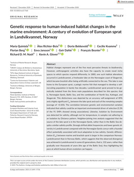 Genetic Response to Human‐Induced Habitat