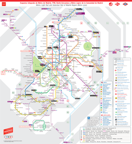 Esquema Integrado De Metro De Madrid, TFM, Renfe-Cercanías Y Metro Ligero De La Comunidad De Madrid Metro, Light Rail and Suburban Rail of Madrid Region (Metro Zone)