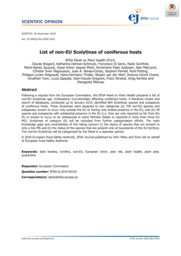 List of Non‐EU Scolytinae of Coniferous Hosts