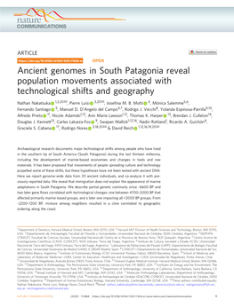 Ancient Genomes in South Patagonia Reveal Population Movements Associated with Technological Shifts and Geography