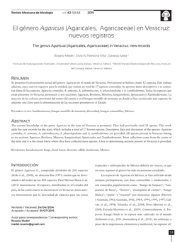 El Género Agaricus (Agaricales, Agaricaceae) En Veracruz: Nuevos Registros