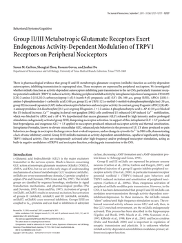 Group II/III Metabotropic Glutamate Receptors Exert Endogenous Activity-Dependent Modulation of TRPV1 Receptors on Peripheral Nociceptors