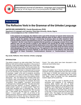 The Reflexive Verb in the Grammar of the Urhobo Language