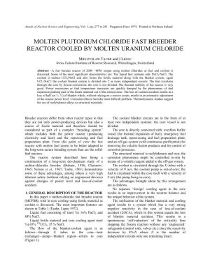 Molten Plutonium Chloride Fast Breeder Reactor Cooled by Molten Uranium Chloride