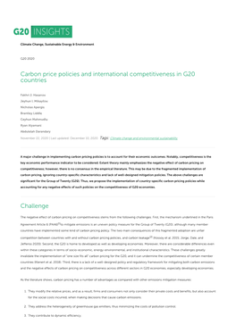 Carbon Price Policies and International Competitiveness in G20 Countries