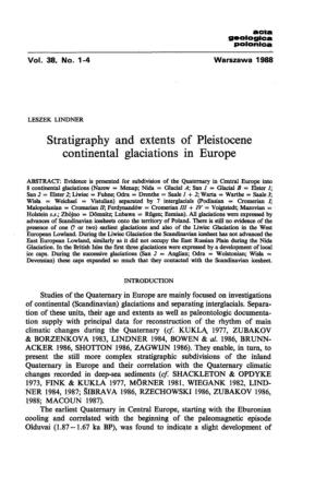 Stratigraphy and Extents of Pleistocene Continental Glaciations in Europe