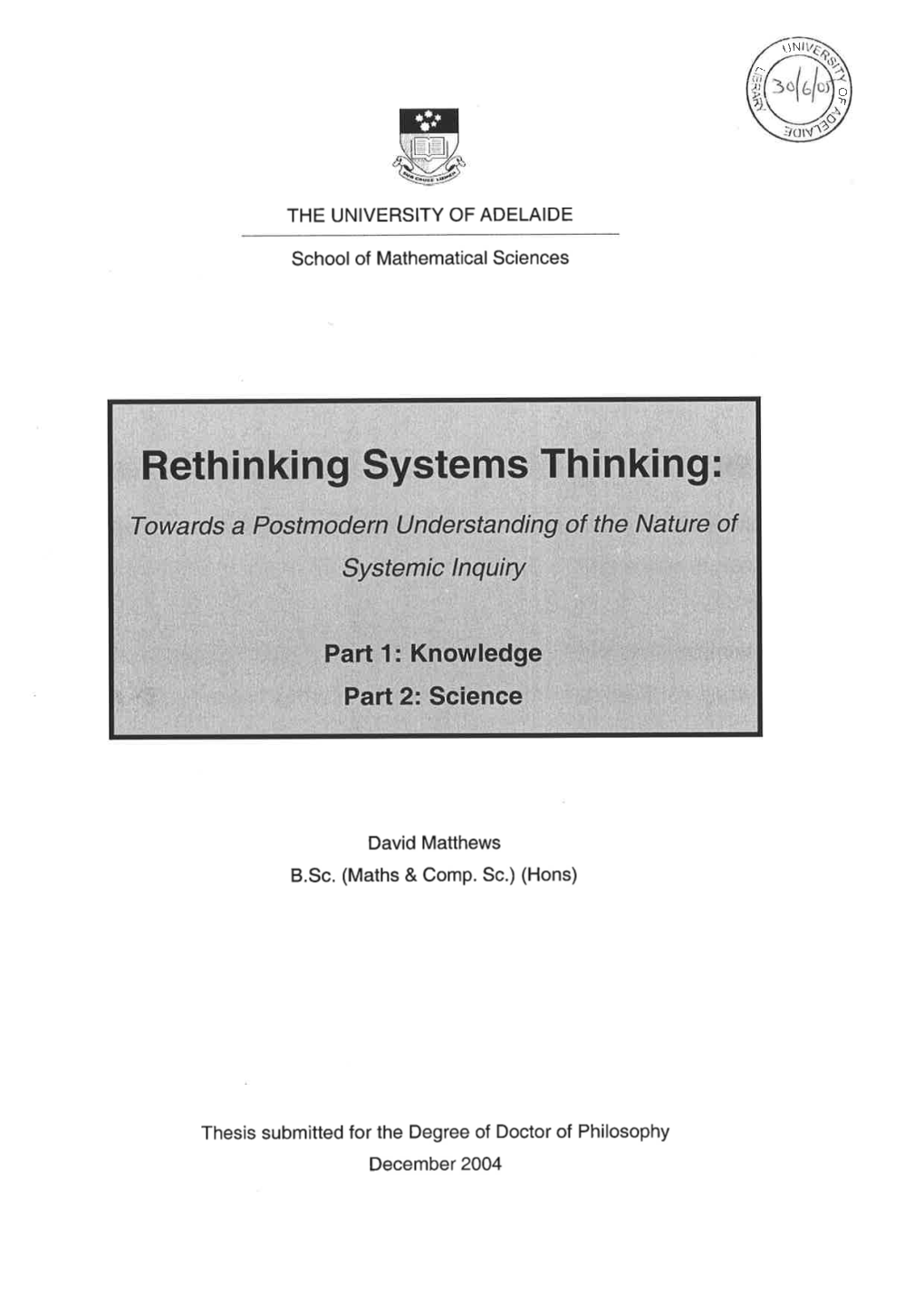 Rethinking Systems Thinking