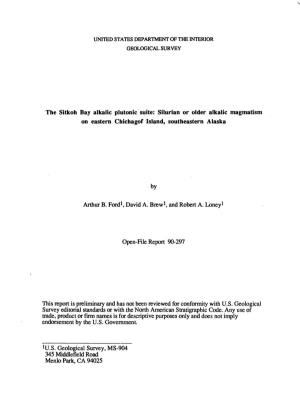The Sitkoh Bay Alkalic Plutonic Suite: Silurian Or Older Alkalic Magmatism on Eastern Chichagof Island, Southeastern Alaska