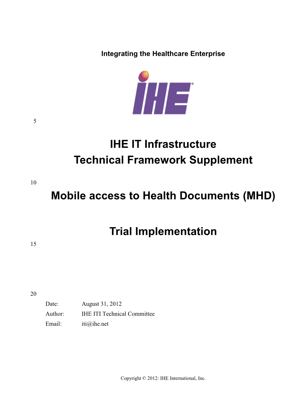 IHE IT Infrastructure Technical Framework Supplement Mobile