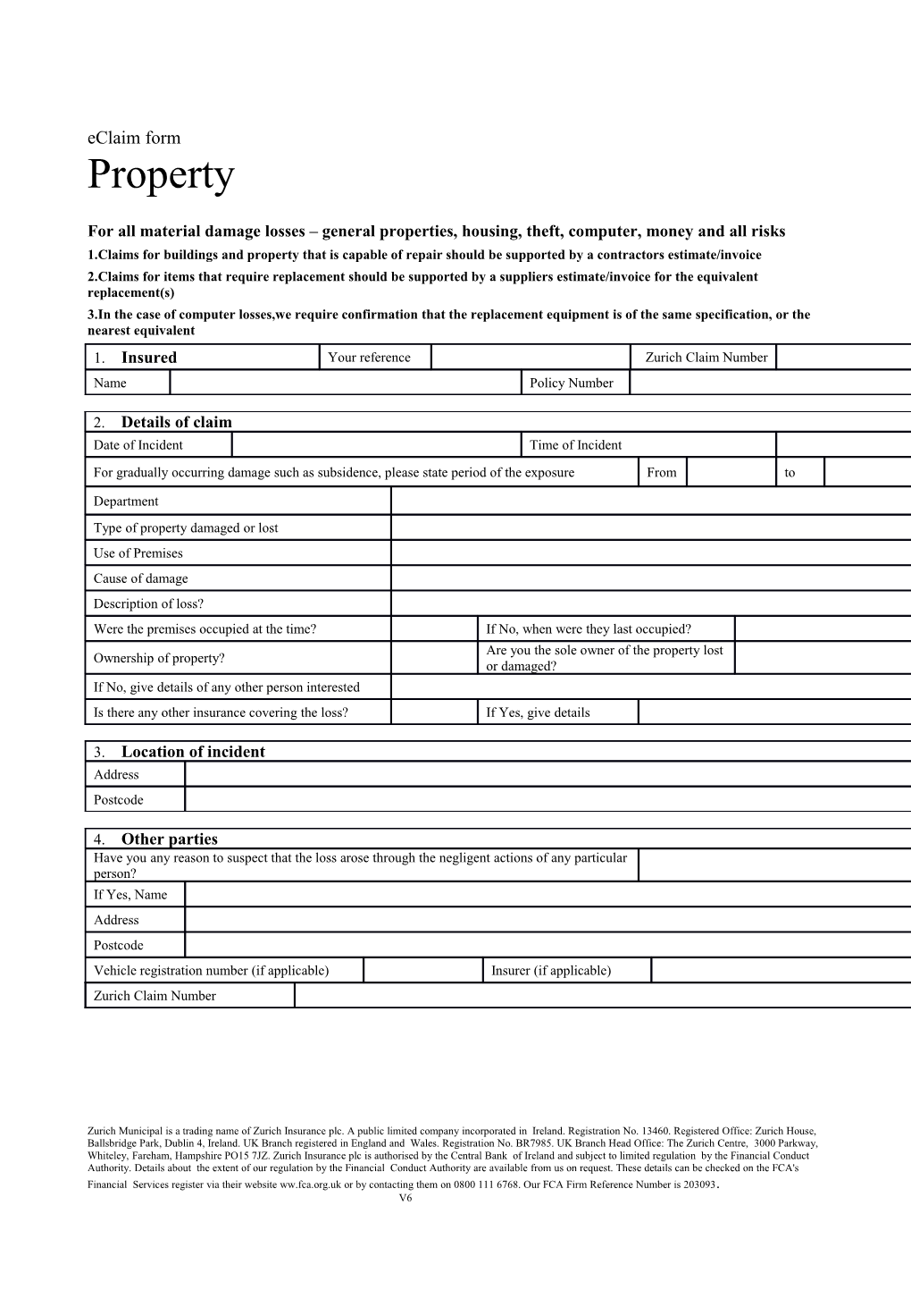 Property Claim Form