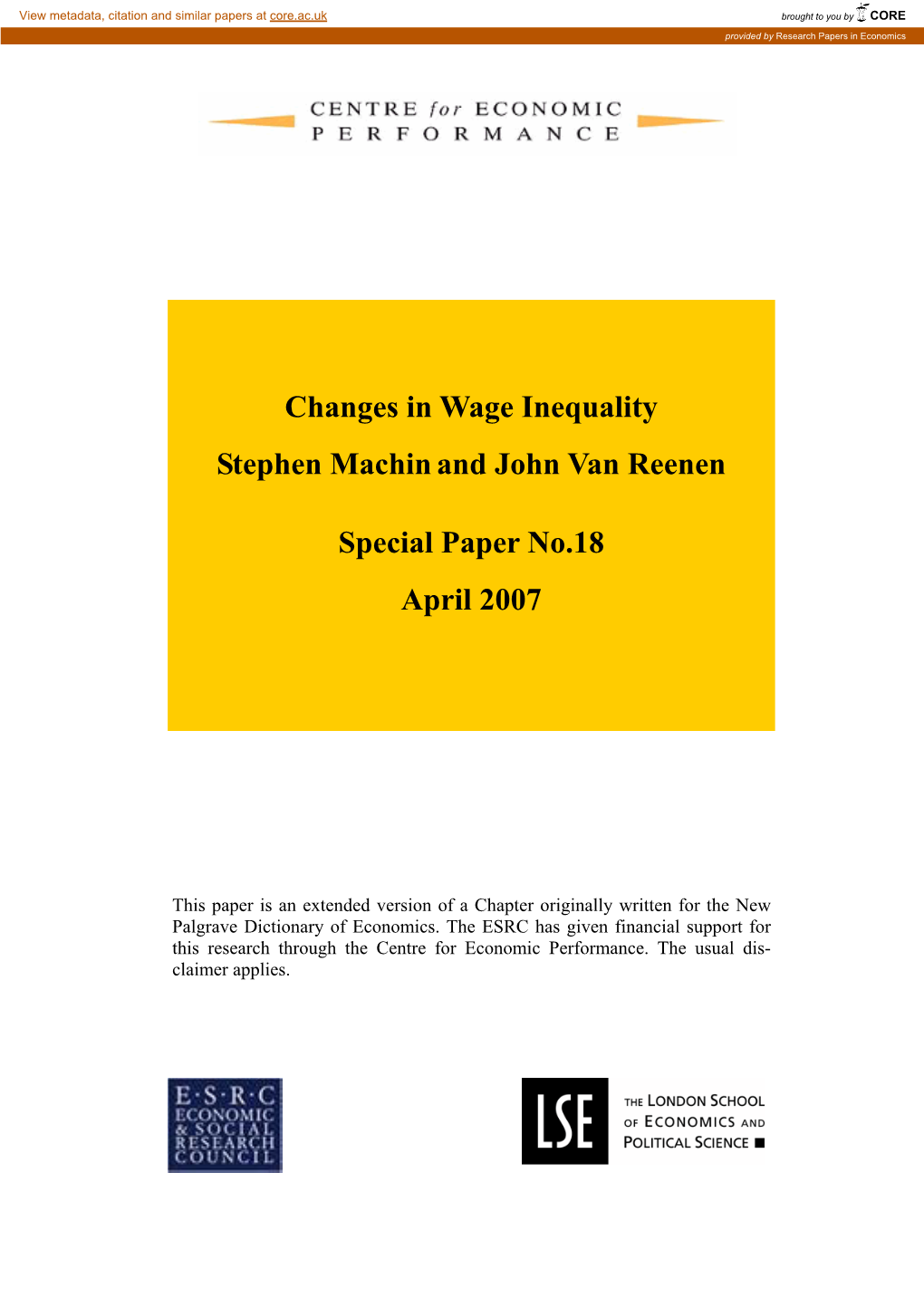 Changes in Wage Inequality Stephen Machinand John Van Reenen