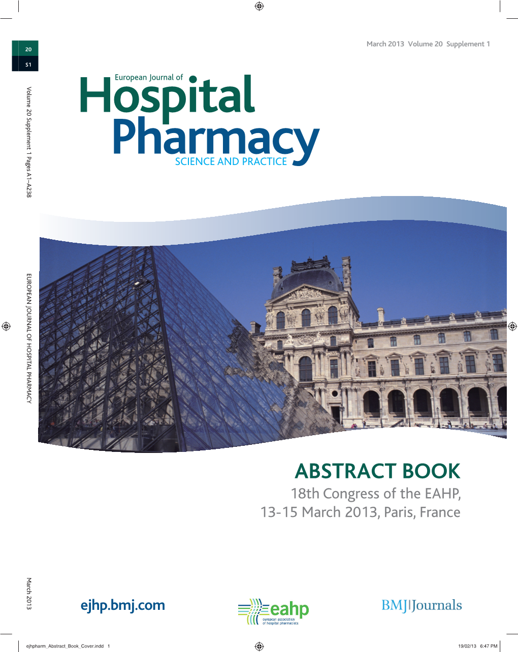 ABSTRACT BOOK 18Th Congress of the EAHP, 13-15 March 2013, Paris, France March 2013