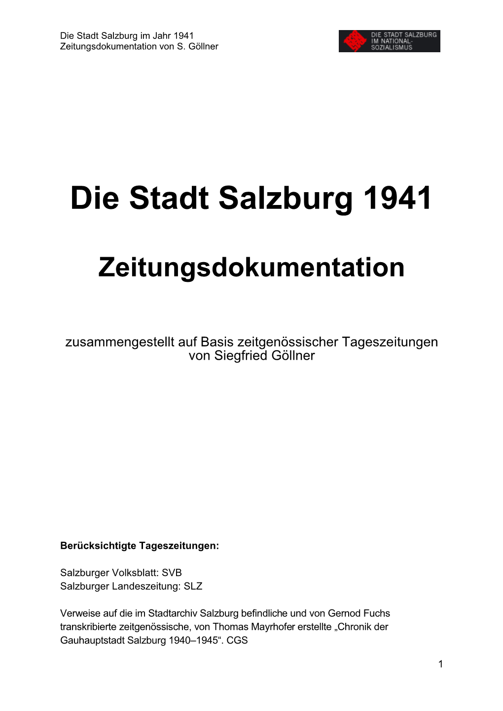 Die Stadt Salzburg 1941