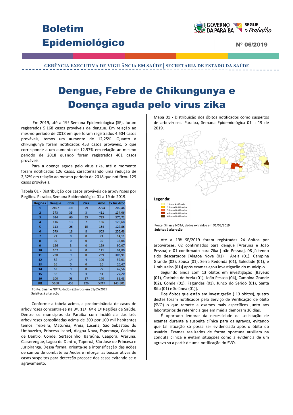 Boletim Epidemiológico Dengue, Febre De Chikungunya E Doença