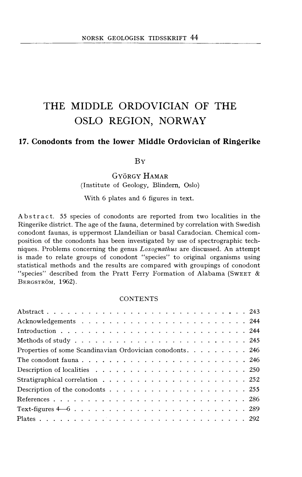 The Middle Ordovician of the Oslo Region, Norway