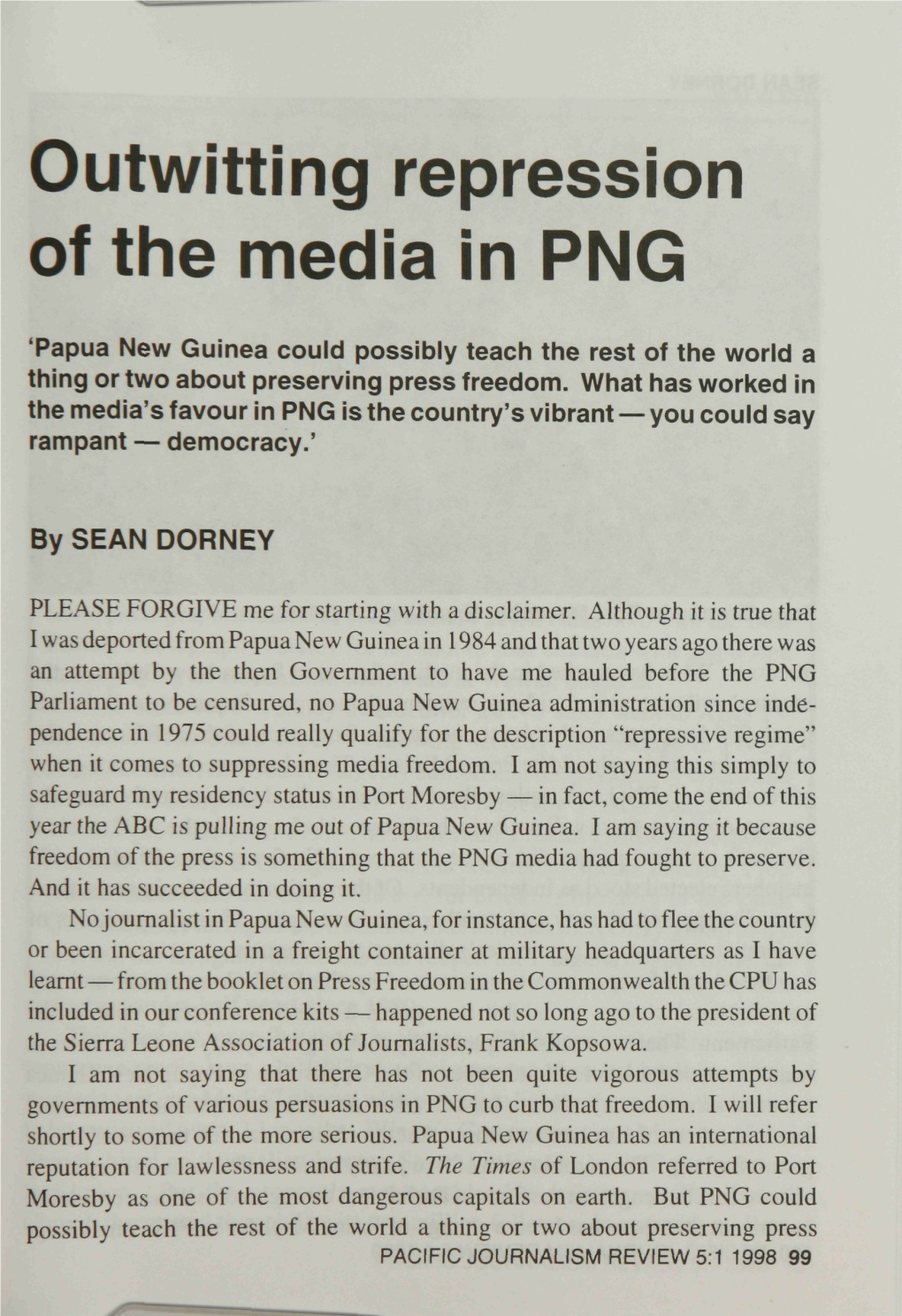 Outwitting Repression of the Media in PNG