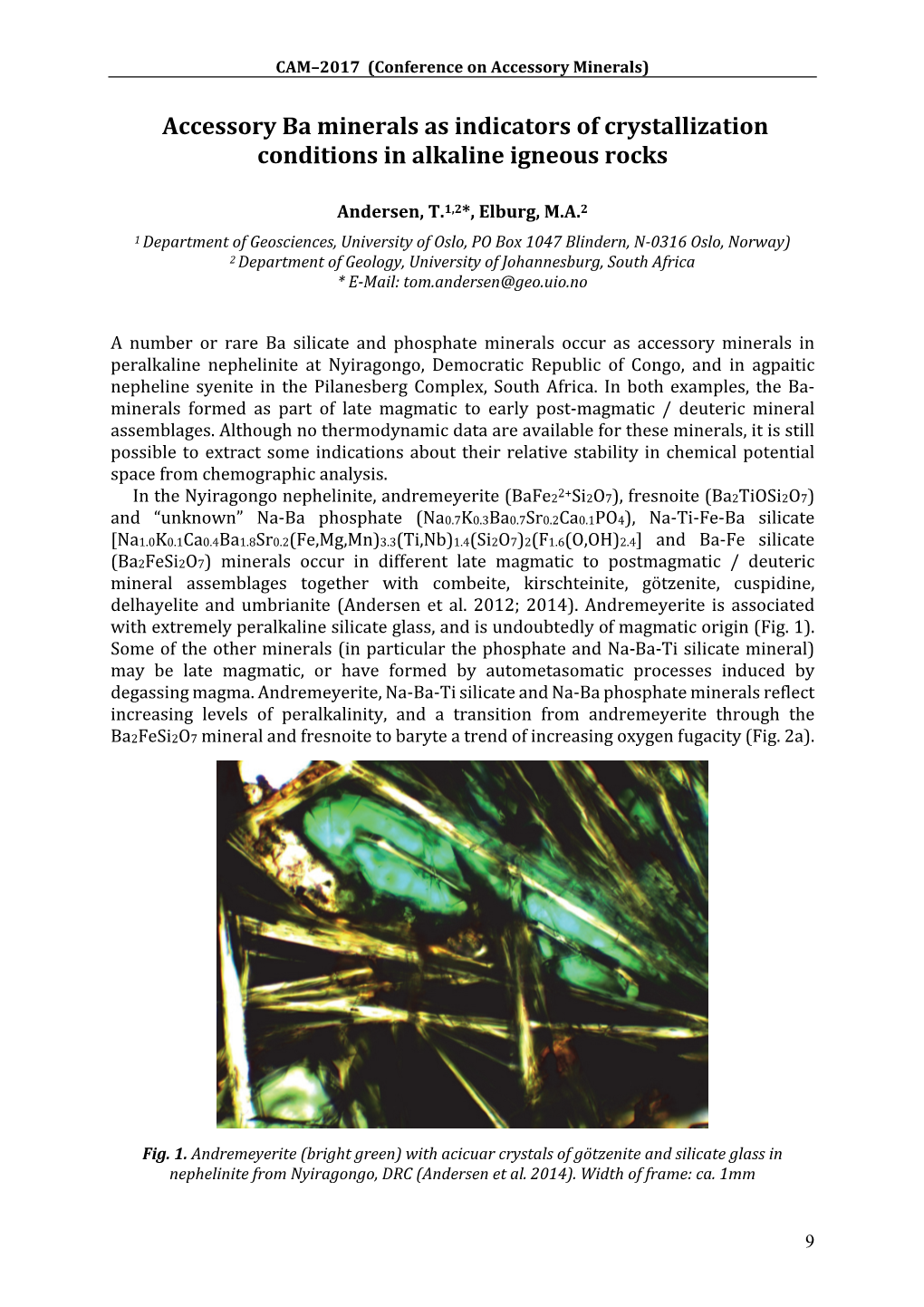 Accessory Ba Minerals As Indicators of Crystallization Conditions in Alkaline Igneous Rocks