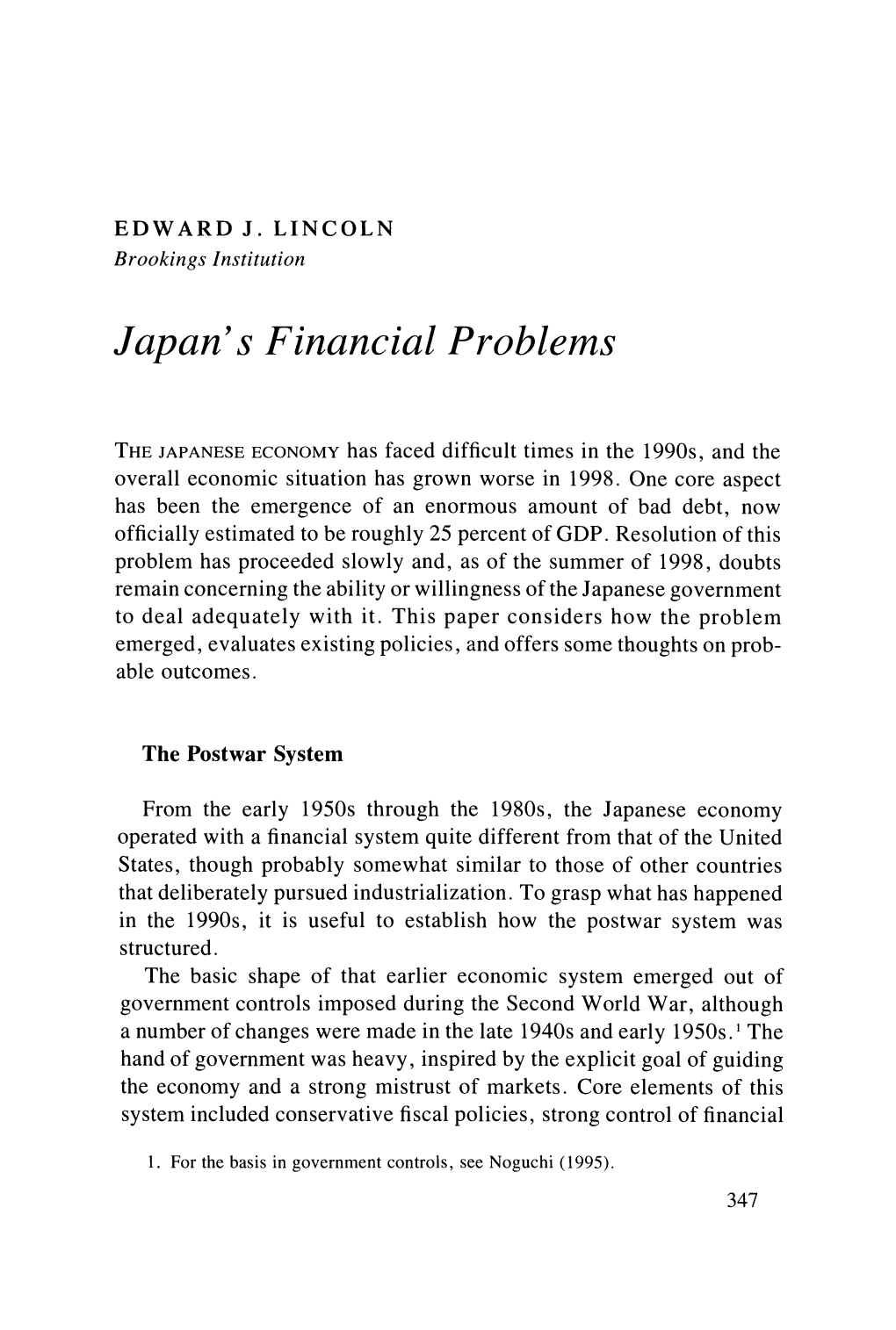 Japan's Financial Problems