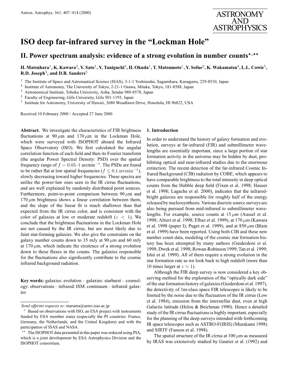 ASTRONOMY and ASTROPHYSICS ISO Deep Far-Infrared Survey in the “Lockman Hole” II