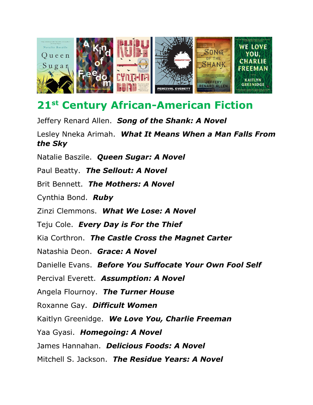 21St Century African-American Fiction Jeffery Renard Allen