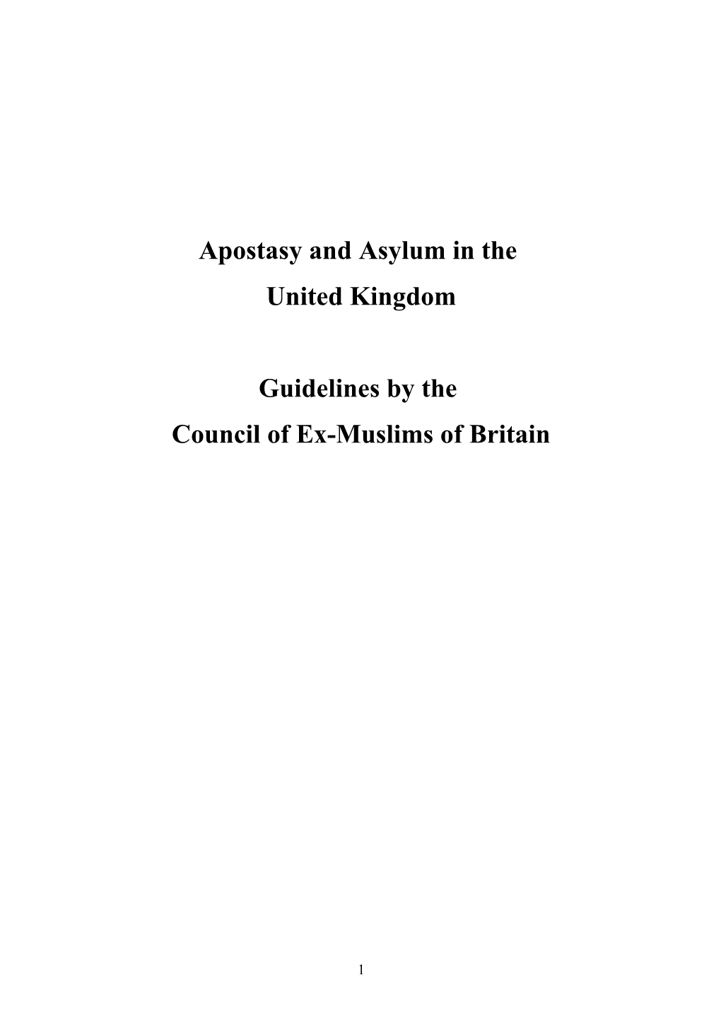 Apostasy and Asylum in the United Kingdom