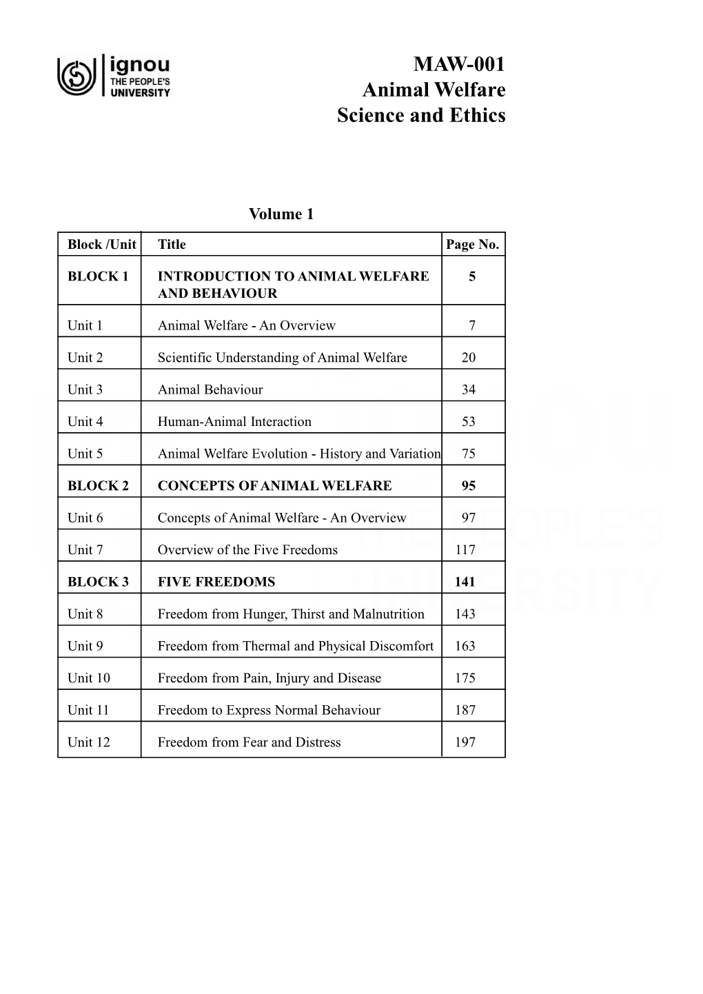 MAW-001 Animal Welfare Science and Ethics