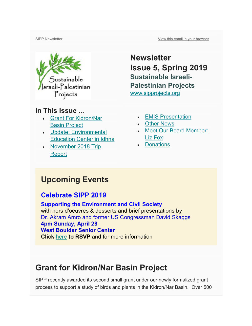Spring 2019 Sustainable Israeli- Palestinian Projects