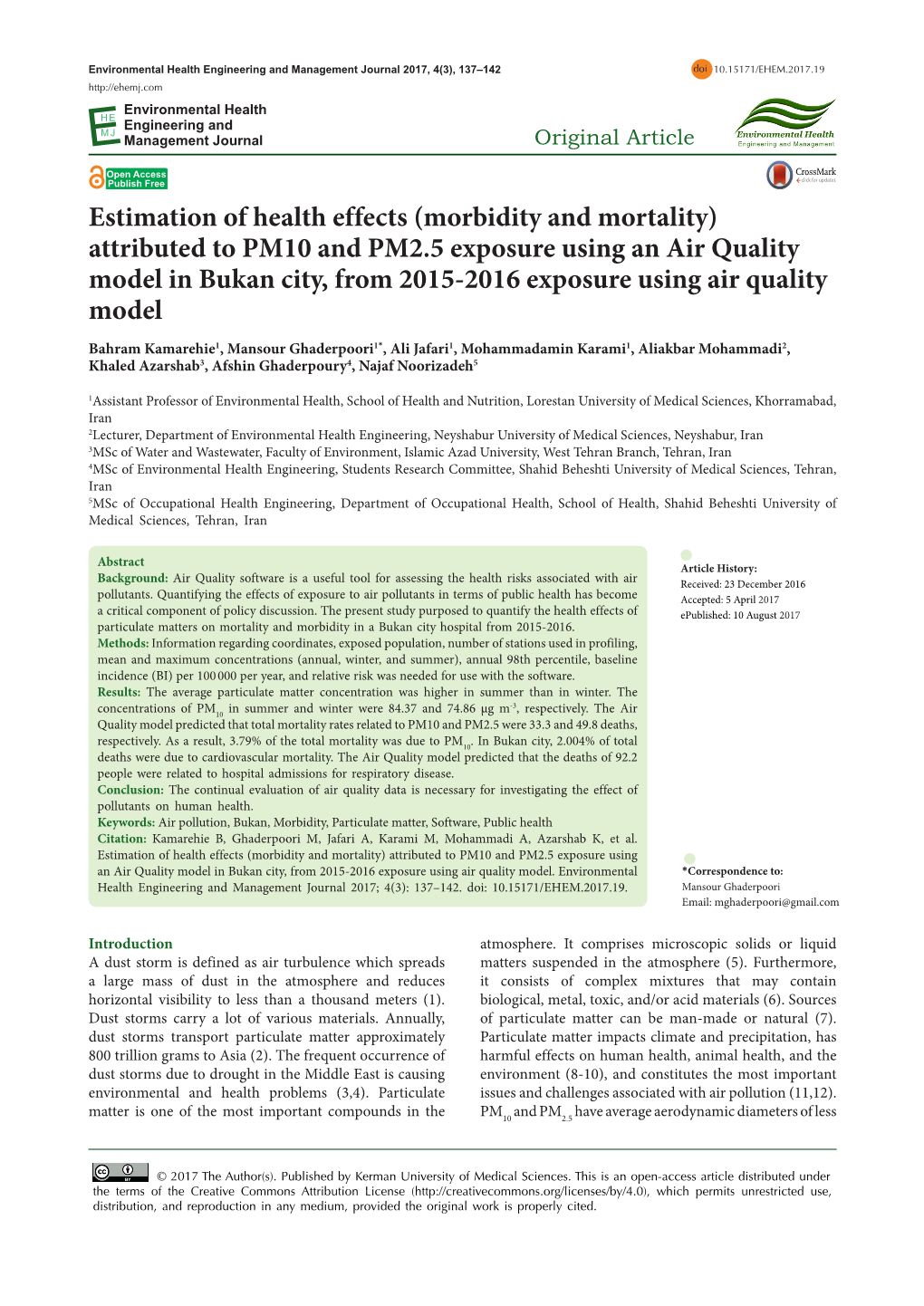 Estimation of Health Effects (Morbidity and Mortality) Attributed to PM10