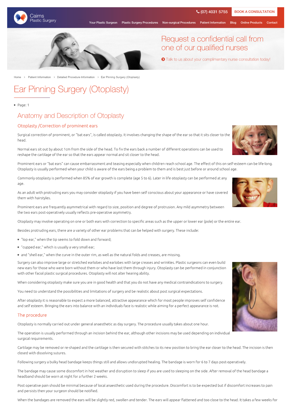 Ear Pinning Surgery (Otoplasty) Ear Pinning Surgery (Otoplasty)