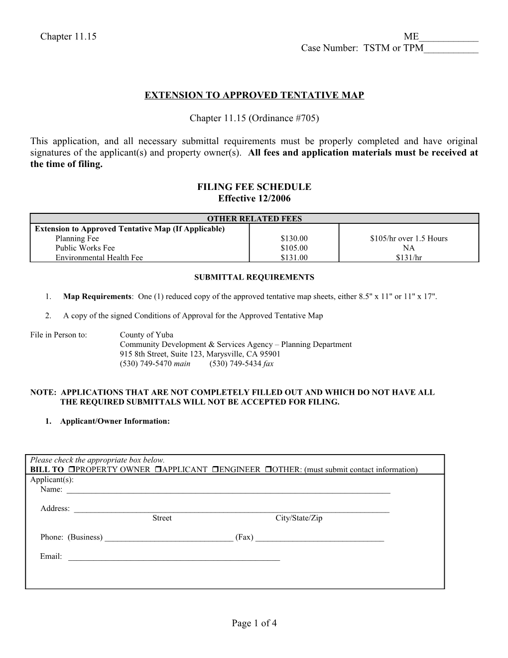 Minor Land Division Application