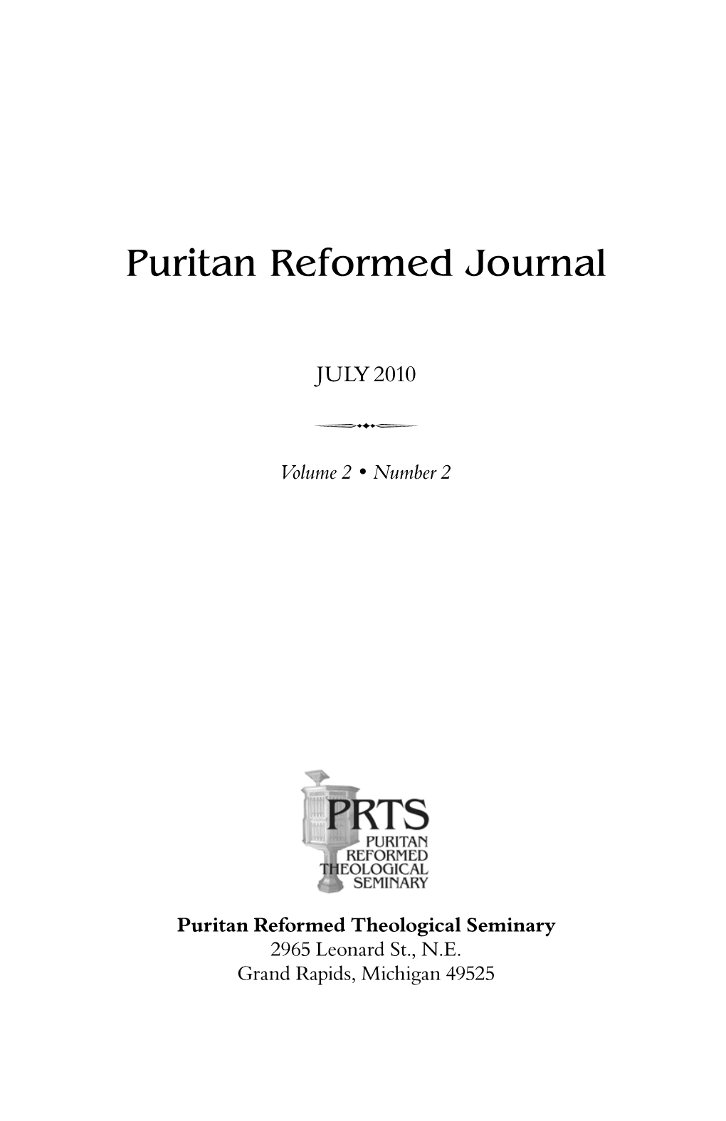 Puritan Reformed Journal