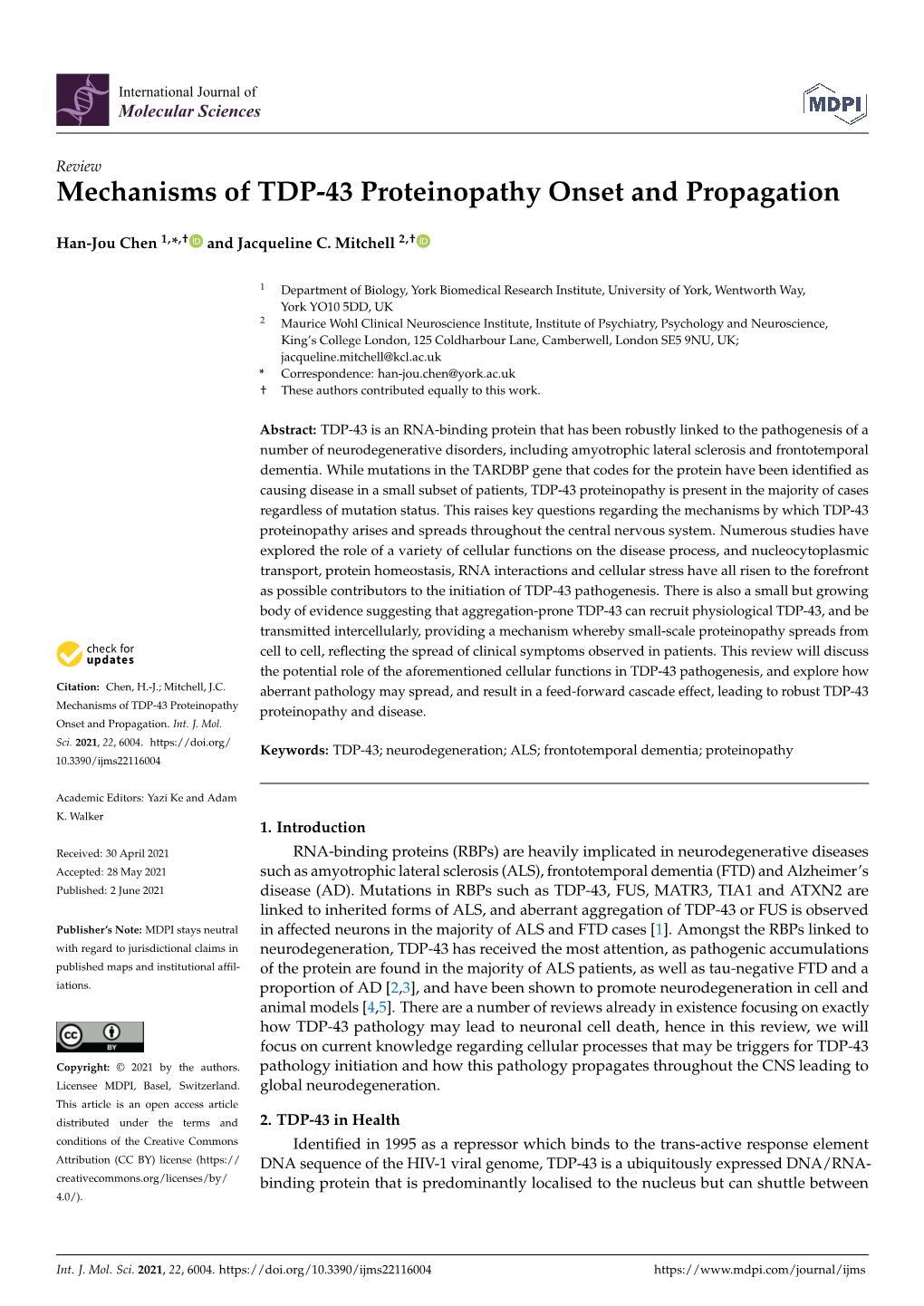 Mechanisms of TDP-43 Proteinopathy Onset and Propagation