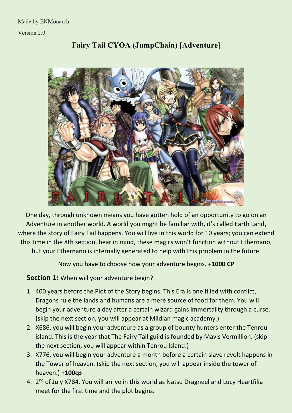 Fairy Tail CYOA (Jumpchain) [Adventure]