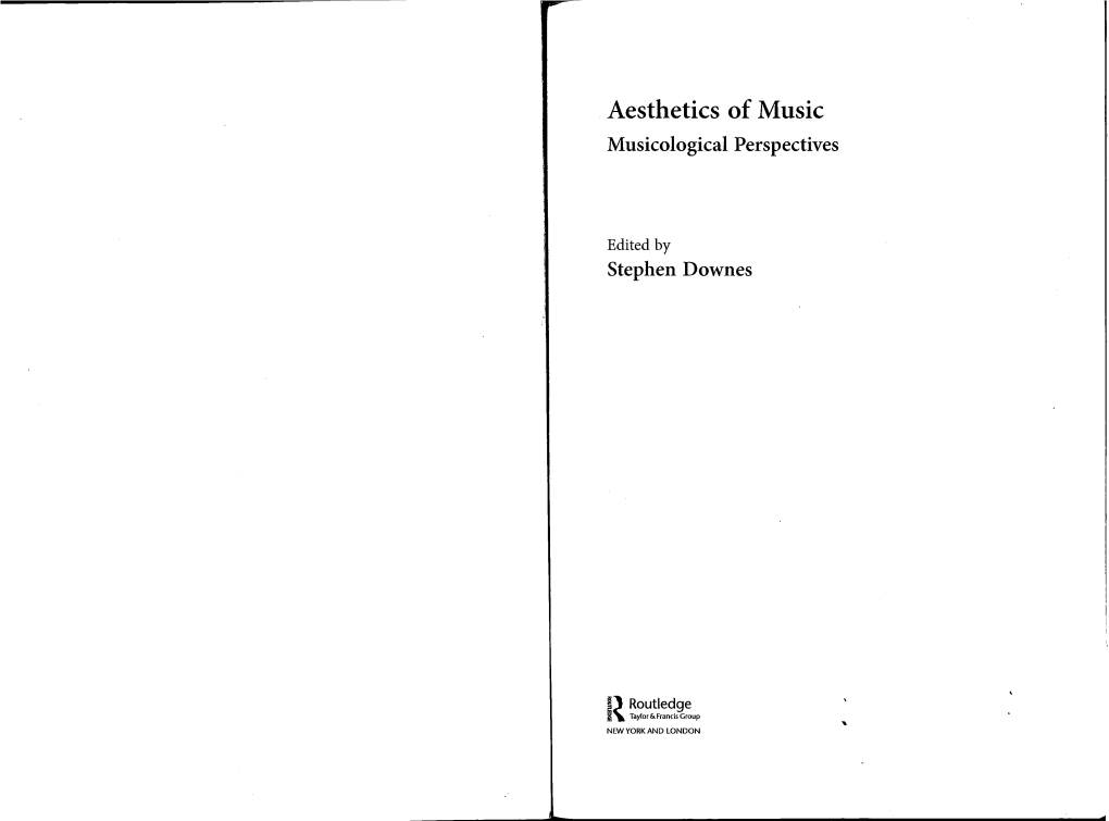 Aesthetics of Music Musicological Perspectives