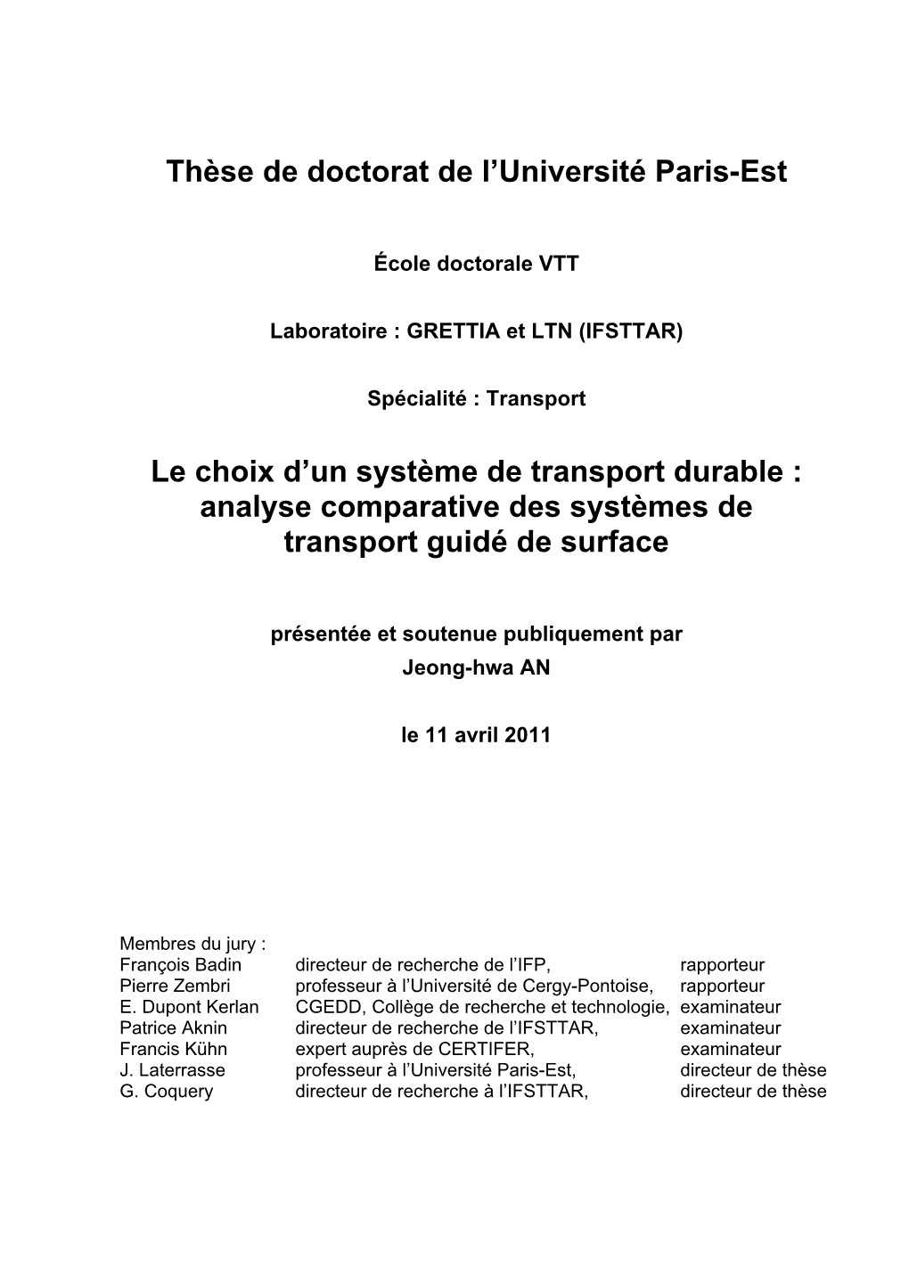 Analyse Comparative Des Systèmes De Transport Guidé De Surface