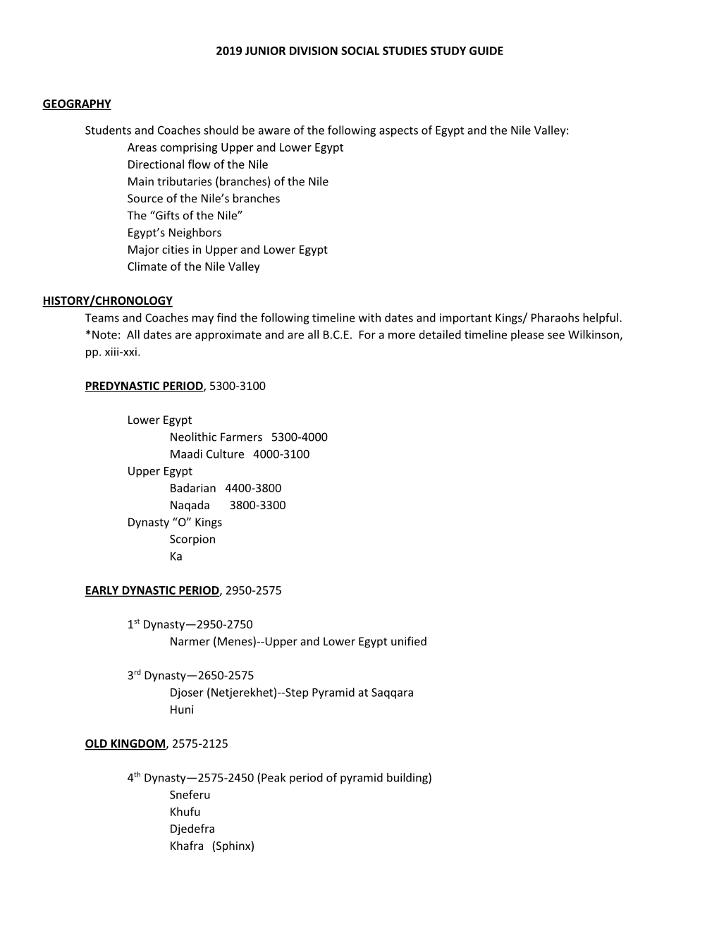 2019 Junior Division Social Studies Study Guide