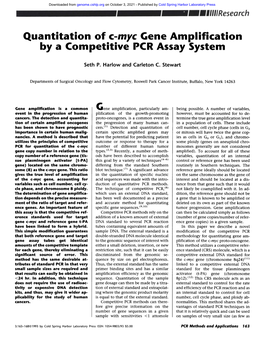 Quantitation of C-Myc Gene Amplification by a Competitive PCR Assay System