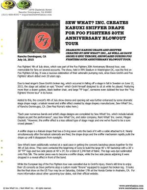 Inc. Creates Kabuki Sniffer Drape for Foo Fighters 20Th Anniversary Blowout Tour