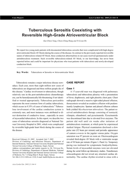 Tuberculous Serositis Coexisting with Reversible High-Grade Atrioventricular Block