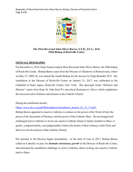 Biography of Most Reverend John Oliver Barres, Bishop, Diocese of Rockville Centre Page 1 of 6