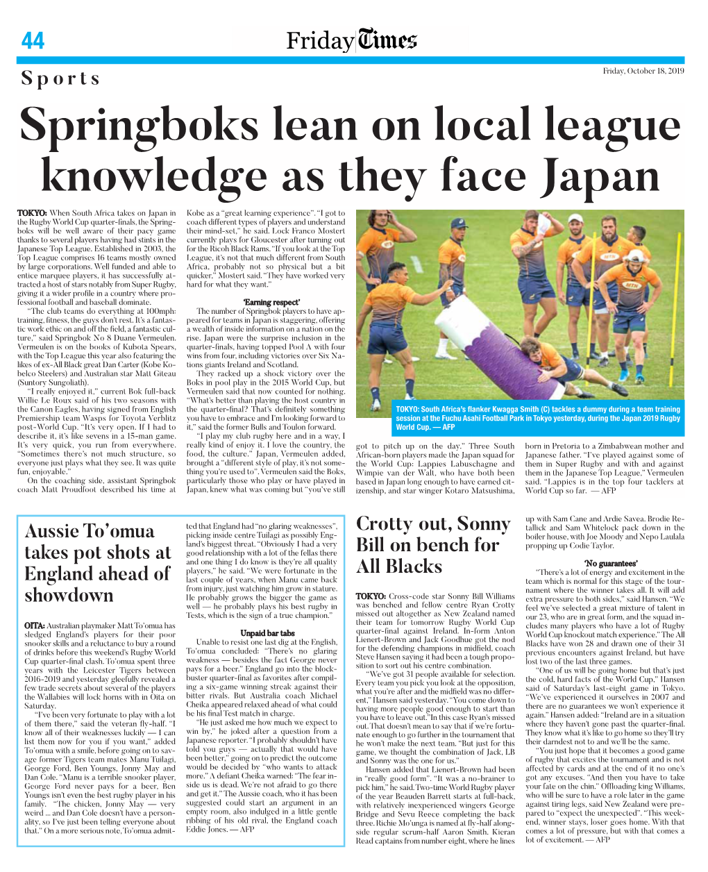 Springboks Lean on Local League Knowledge As They Face Japan