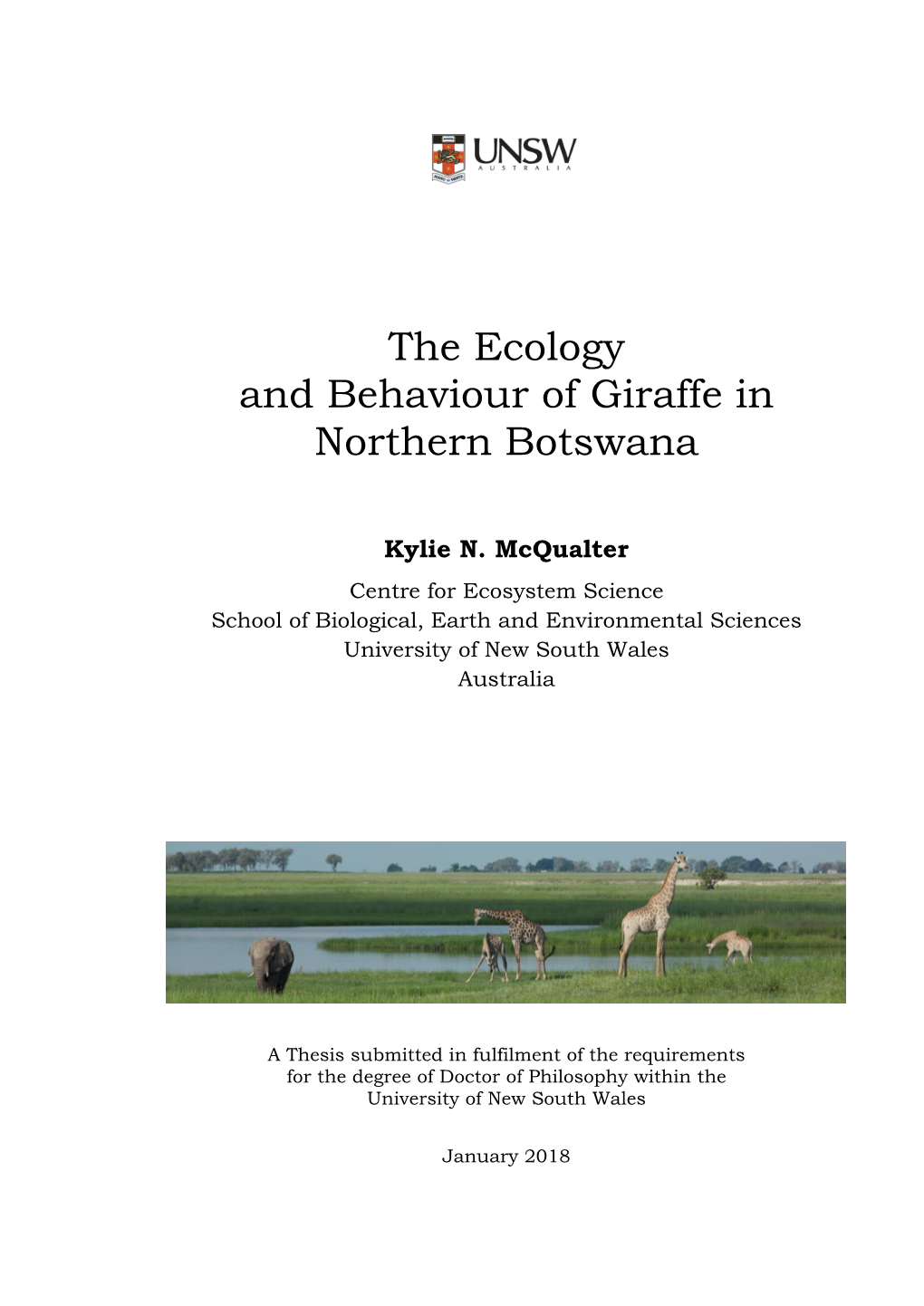 The Ecology and Behaviour of Giraffe in Northern Botswana