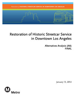 Restoration of Historic Streetcar Service in Downtown Los Angeles