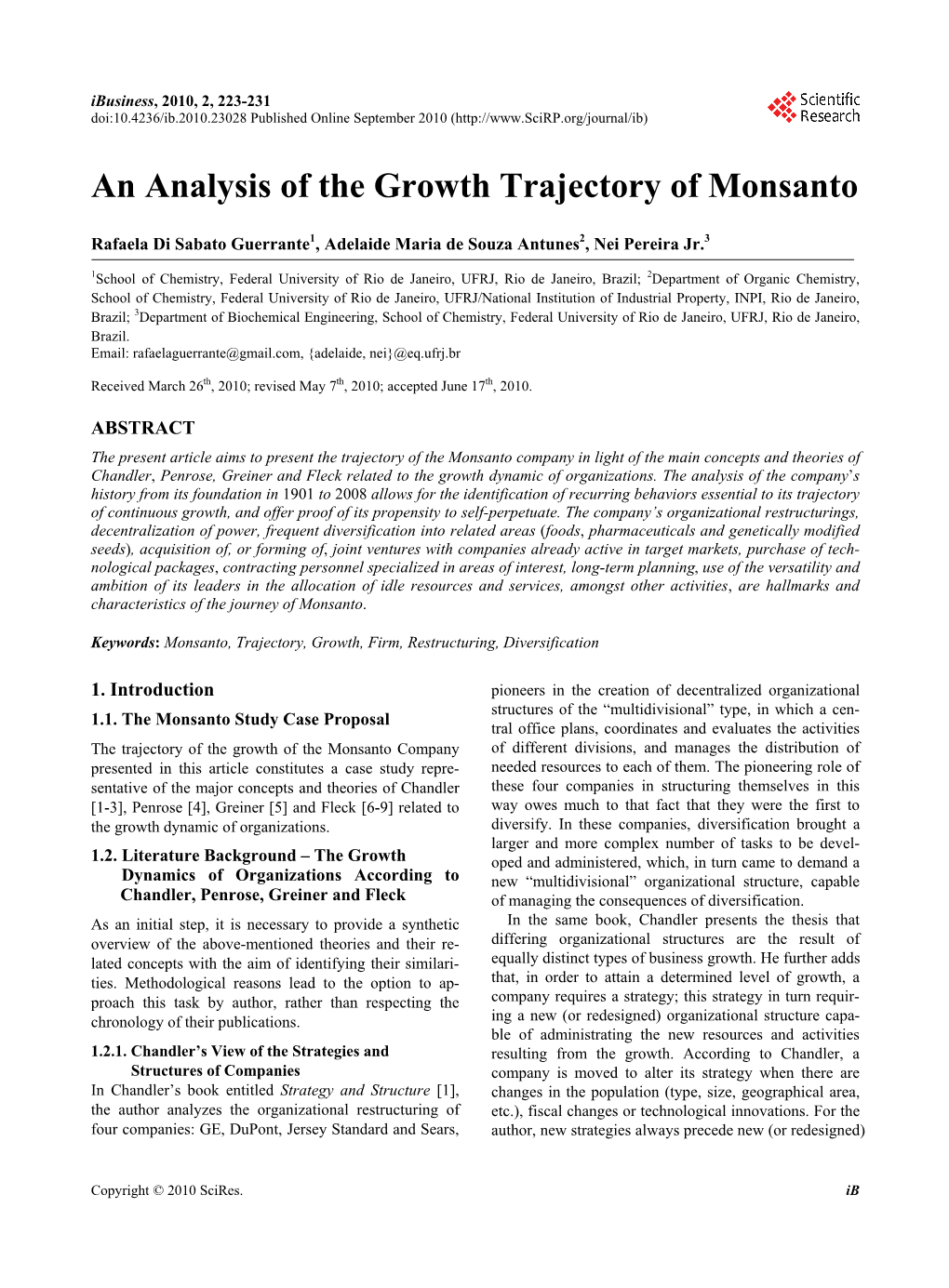 An Analysis of the Growth Trajectory of Monsanto