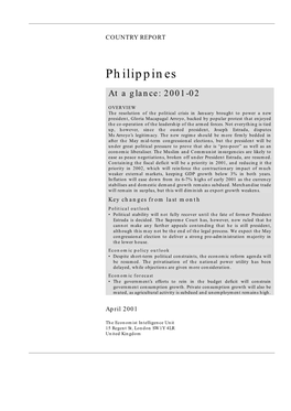 Philippines at a Glance: 2001-02