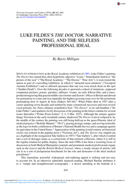 Luke Fildes's the Doctor, Narrative Painting, and the Selfless