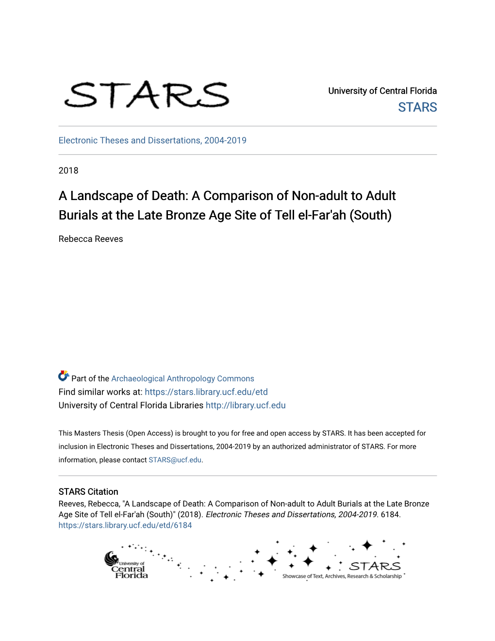 A Landscape of Death: a Comparison of Non-Adult to Adult Burials at the Late Bronze Age Site of Tell El-Far'ah (South)