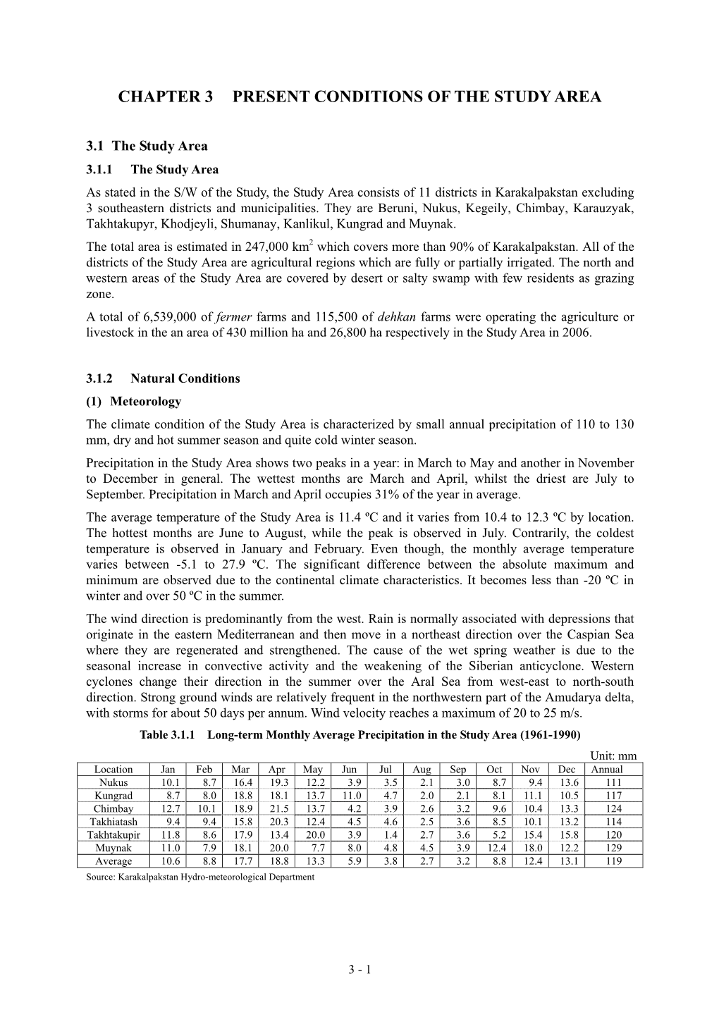 Chapter 3 Present Conditions of the Study Area