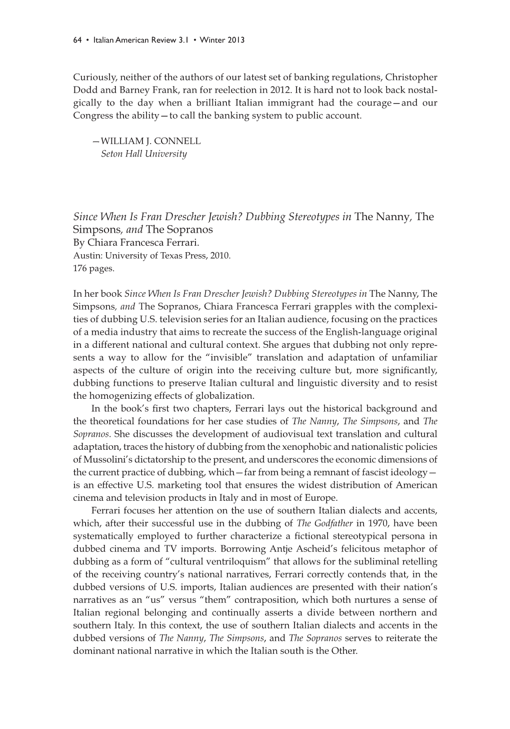 Dubbing Stereotypes in the Nanny, the Simpsons, and the Sopranos by Chiara Francesca Ferrari