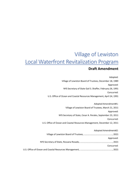 Village of Lewiston Local Waterfront Revitalization Program Draft Amendment